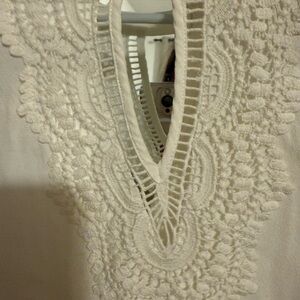 White Lace V-Neck Top